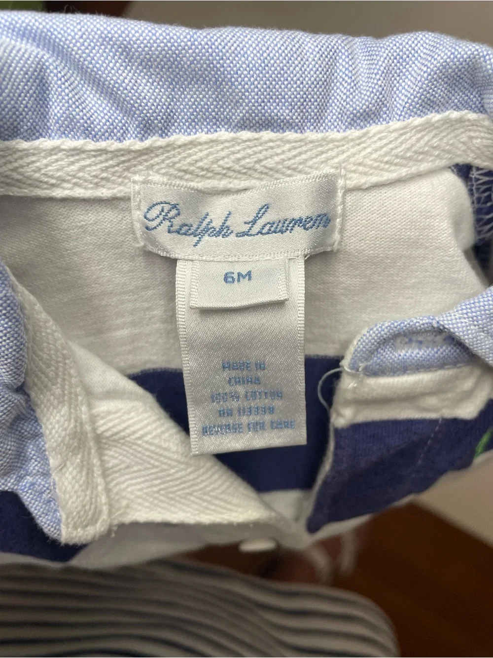 Ralph Lauren Navy & White Striped Cotton Rugby Polo Coverall Footie